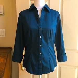 Banana Republic slim fit blouse, deep teal. EUC